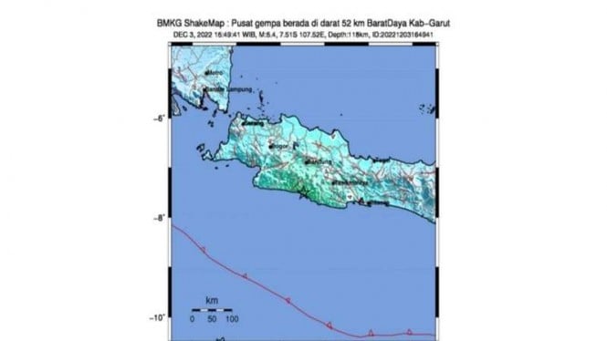Titik gempa berpusat di Garut, Jawa Barat
